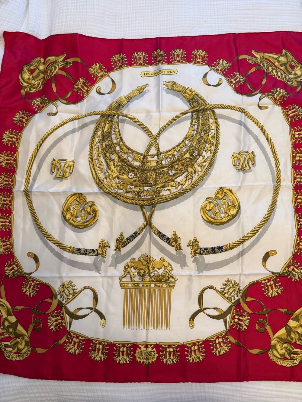 Hermès "Les Cavaliers d'Or" silk scarf